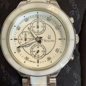 Bulova White and Silver Multi-Dial Watch